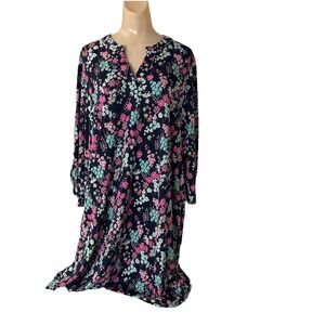 Dear Scarlett size 2X Lizzy Dress with 3/4 Sleeves Navy Floral pockets stretch